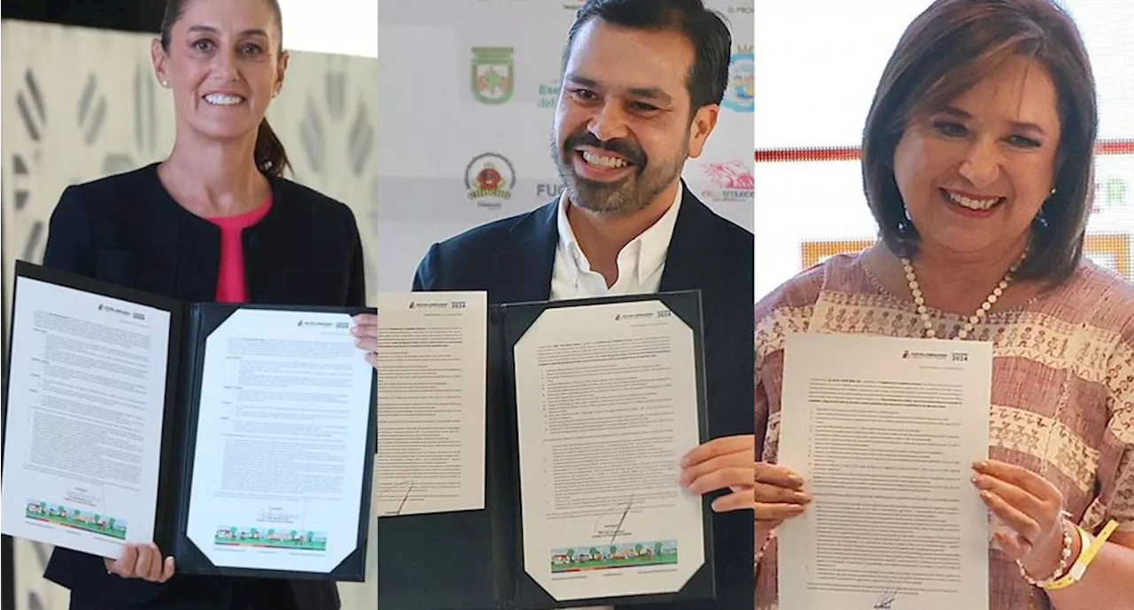 Claudia Sheinbaum, Xóchitl Gálvez y Álvarez Máynez firman Pacto por la Primera Infancia