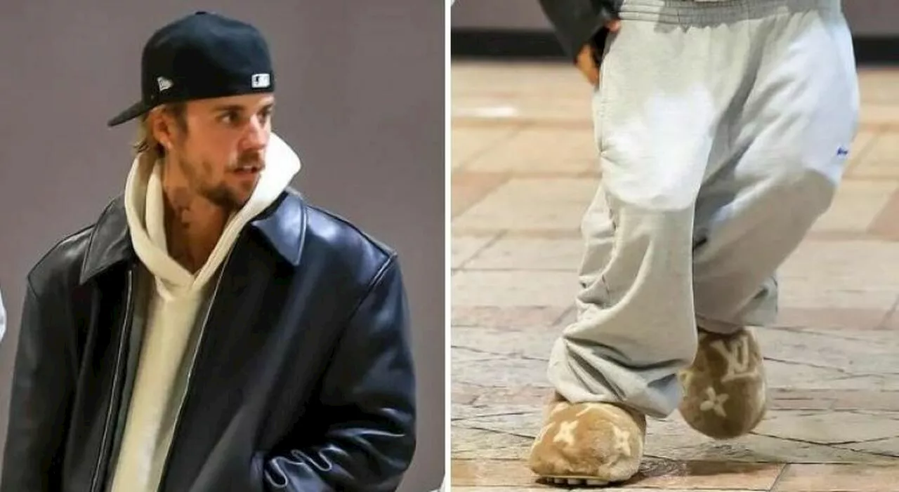 Justin Bieber nel ristorante di sushi delle star con le pantofole da orso Louis Vuitton. Il prezzo è da capogi