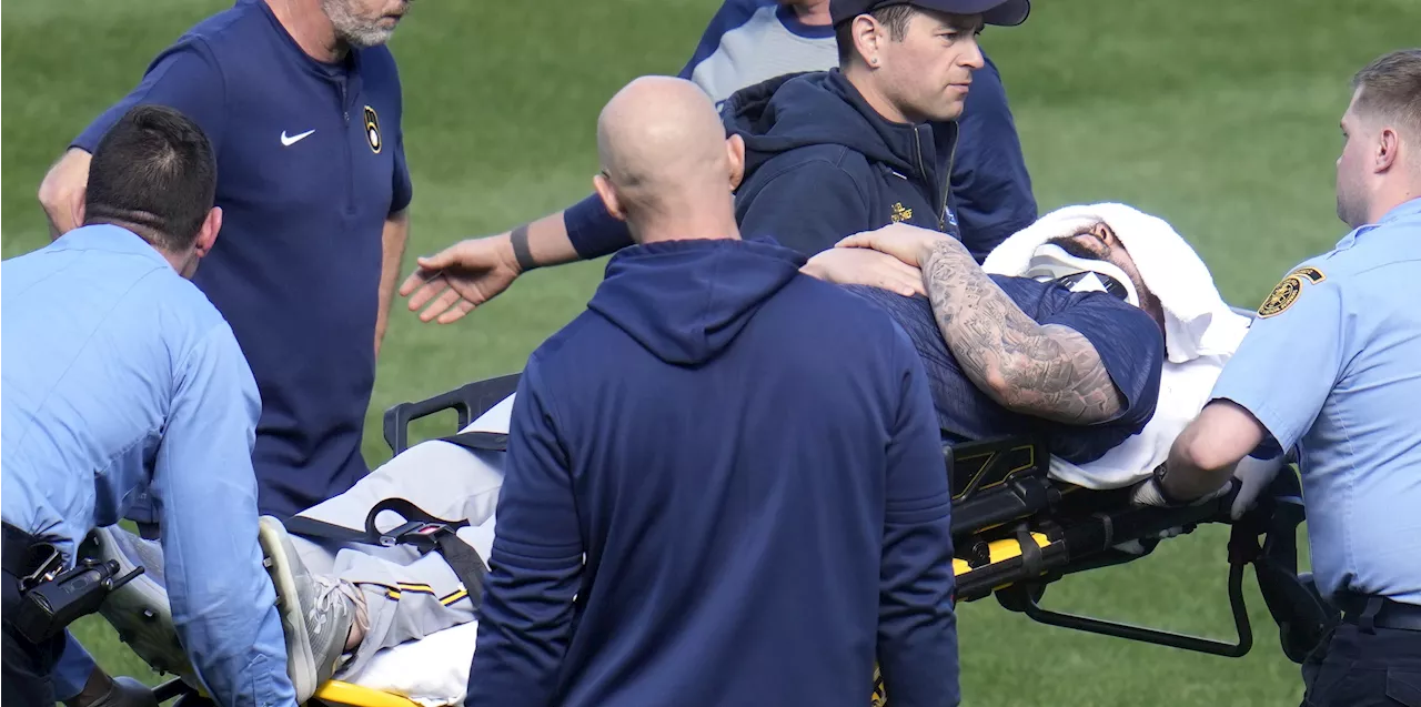 Brewers' Jakob Junis hit in neck by line drive in batting practice, taken to hospital