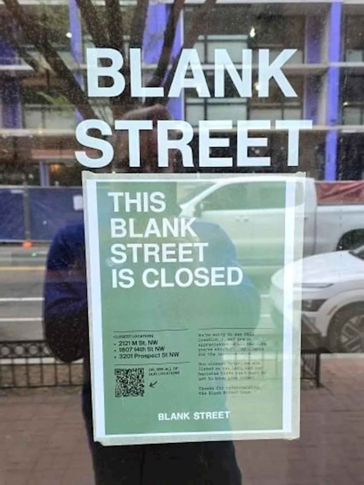 Blank Street Coffee also closed in Shaw