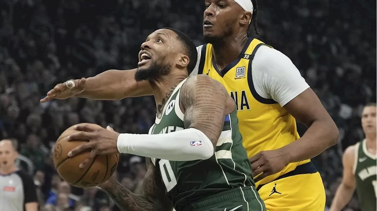 Lillard sets Bucks' postseason mark with 35 points in opening half vs Pacers