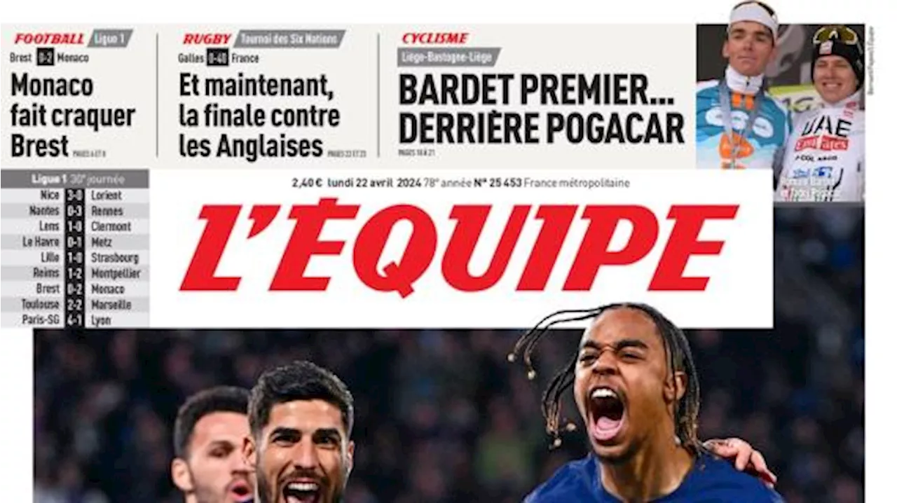 Poker rifilato dal PSG al Lione, L'Equipe apre in prima pagina: 'La felicità è dritta'