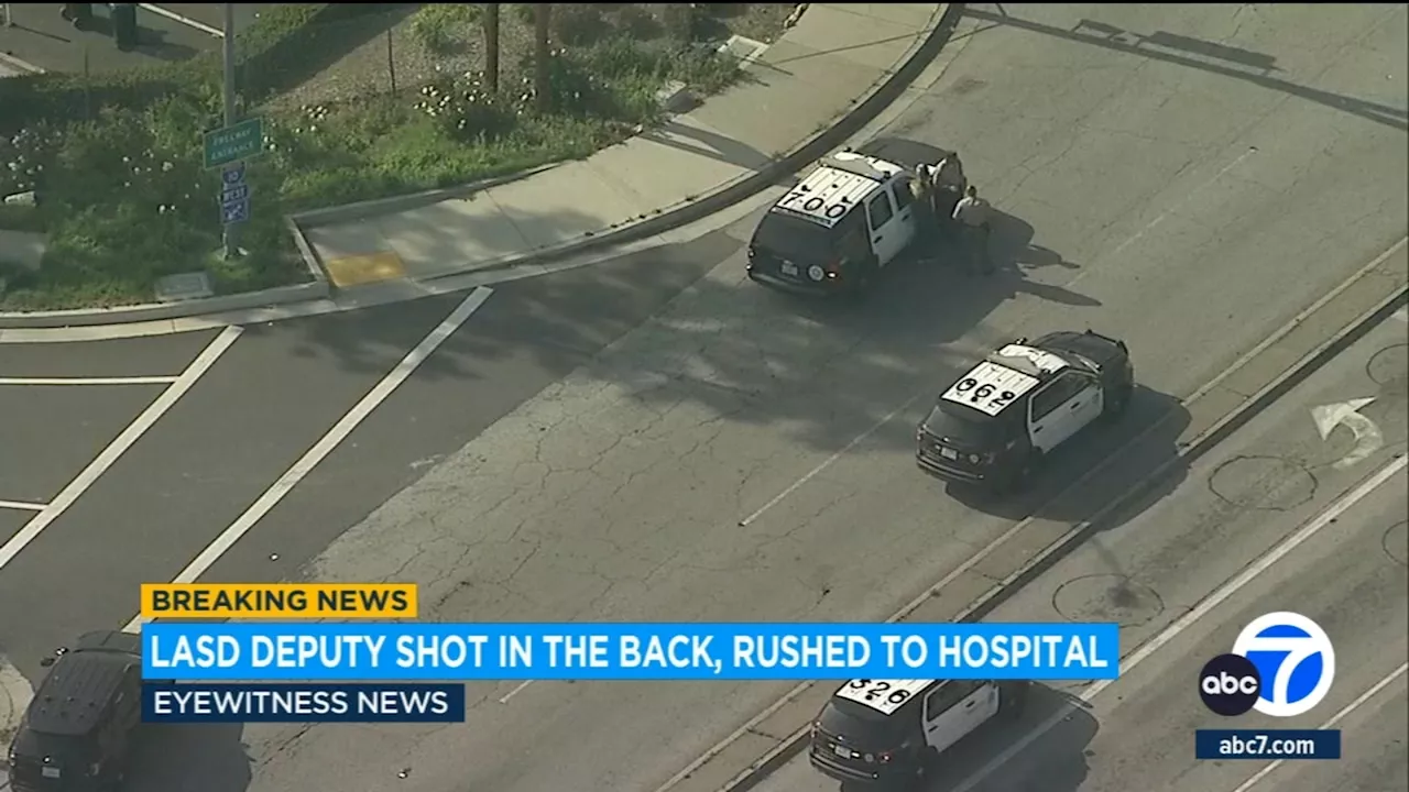 Manhunt underway after Los Angeles County deputy shot in back