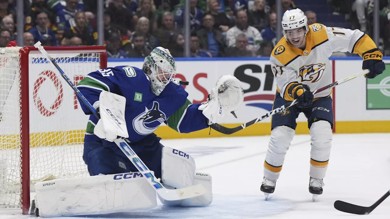 Canucks goalie Thatcher Demko will miss Game 2 against Predators