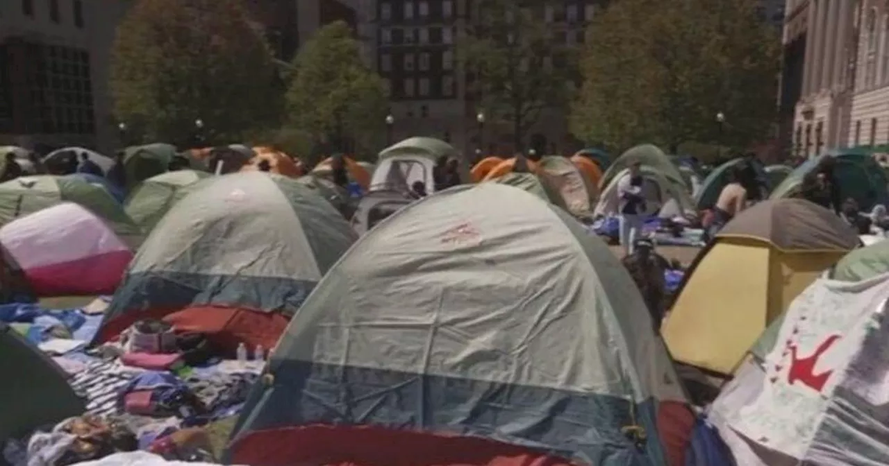 Columbia University protesters speak to reporters in front of President Minouche Shafik's home. Here are their demands