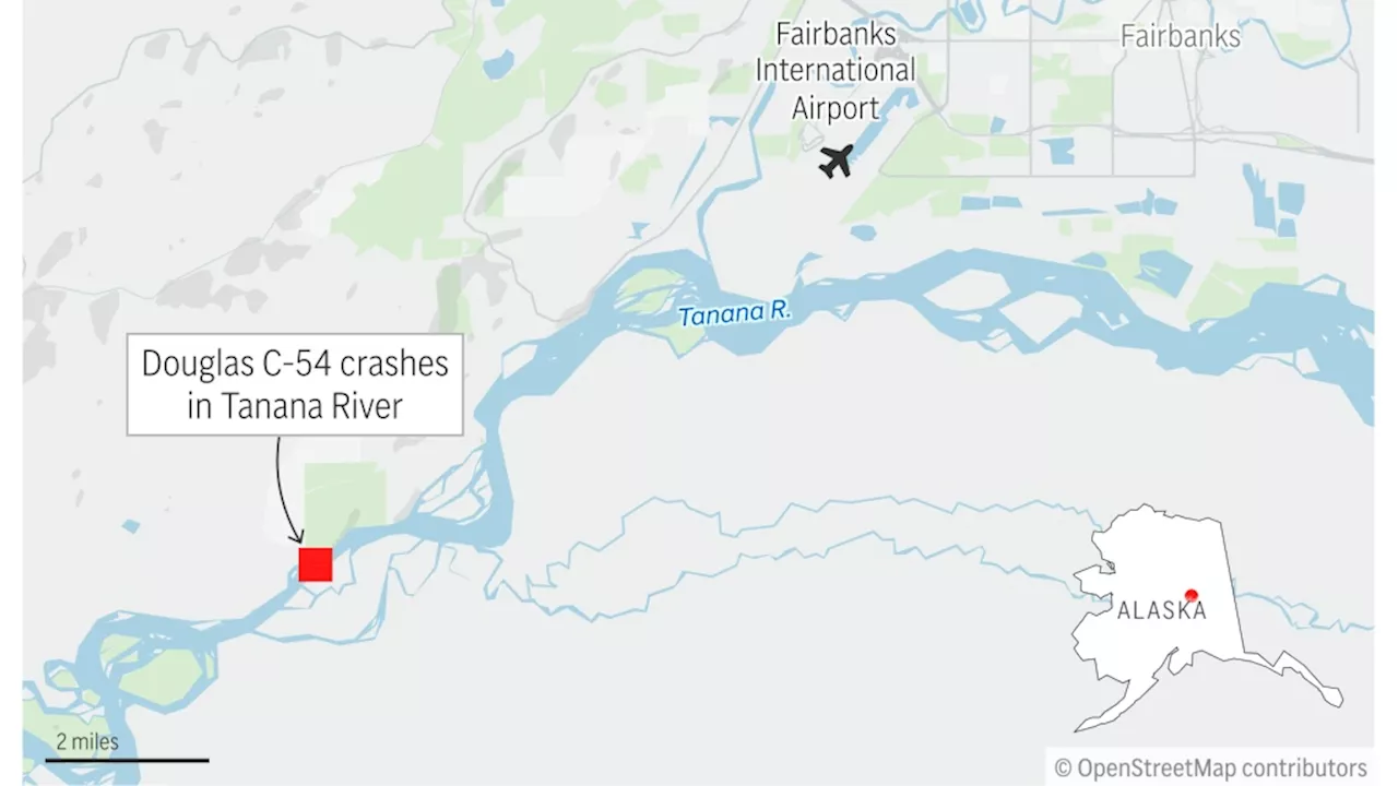 Douglas DC-4 plane with 2 people on board crashes into river outside Fairbanks, Alaska