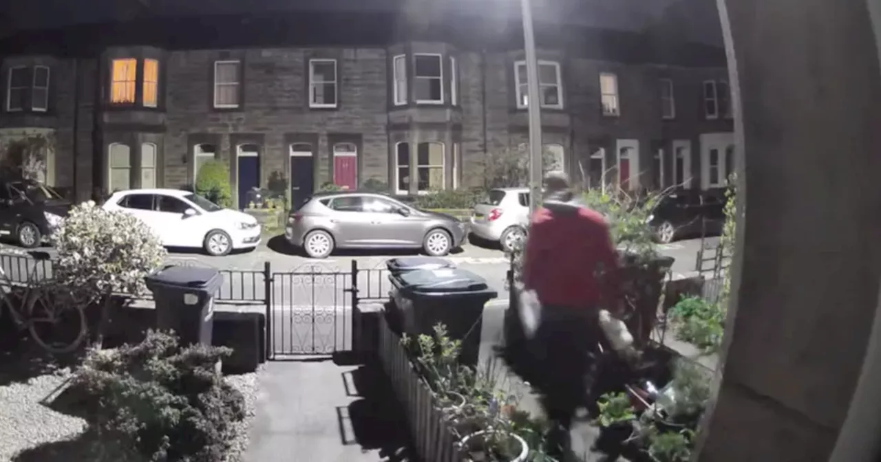 Creep caught on camera stealing from doorsteps on plush Edinburgh street