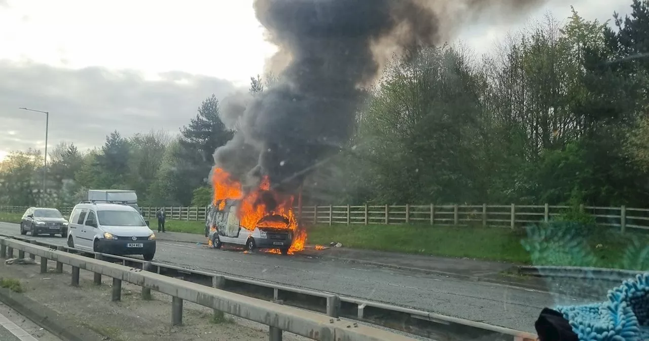 Van bursts into flames near the M57