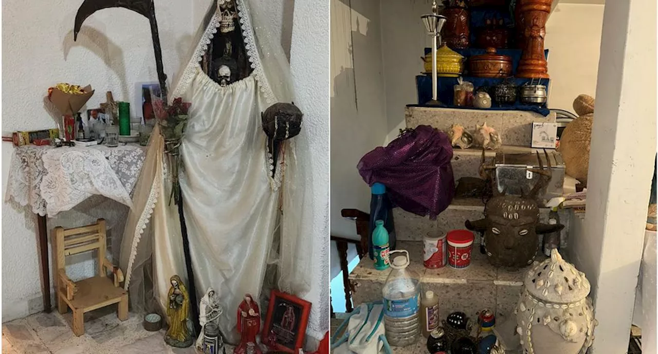 Catean inmuebles de 'Los Arroyo'; hallan taller de billetes falsos y altares a la Santa Muerte