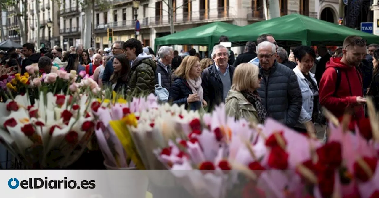 Las calles de Barcelona se desbordan pese a un Sant Jordi de abrigo y bufanda