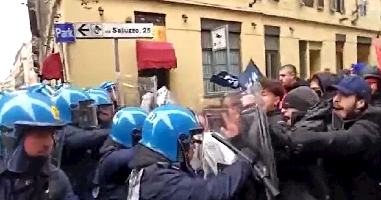 Torino, gli studenti pro Palestina tentano l&#039;assalto ai ministri: 7 poliziotti feriti