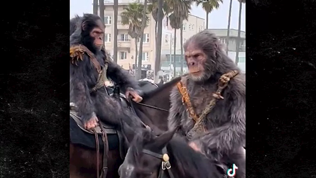 'Apes' Hit Venice Beach on Horseback for New 'Planet of the Apes' Promo