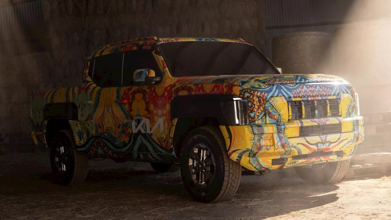 Kia has finally shown the Tasman pickup. Sort of