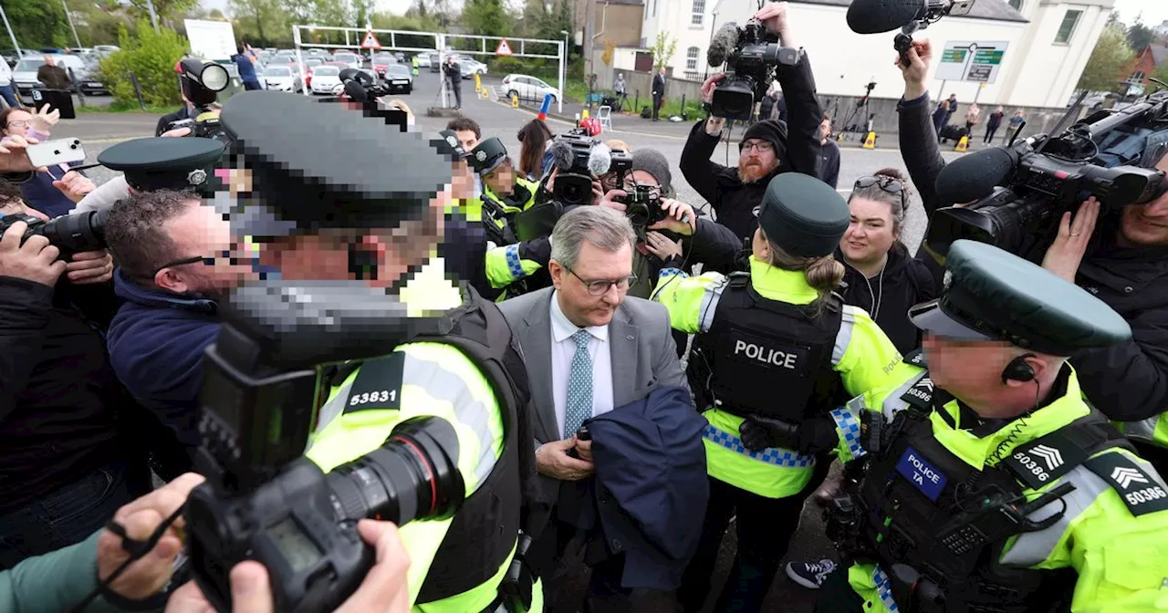 In pictures: Jeffrey Donaldson and wife Eleanor arrive at court to face charges