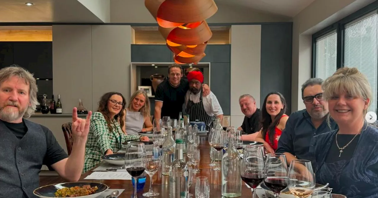 Sam Heughan has celebratory lunch with Outlander crew and TV chef