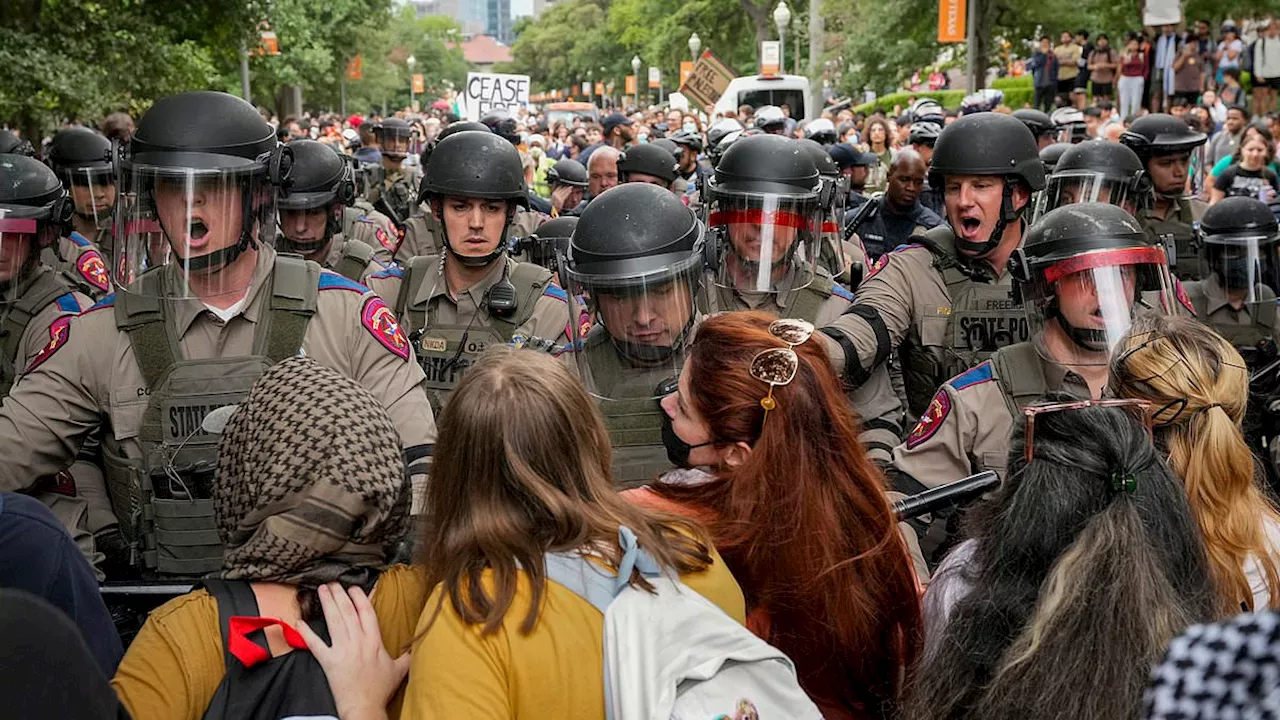 Troopers in helmets arrest Palestine protesters in latest college demo