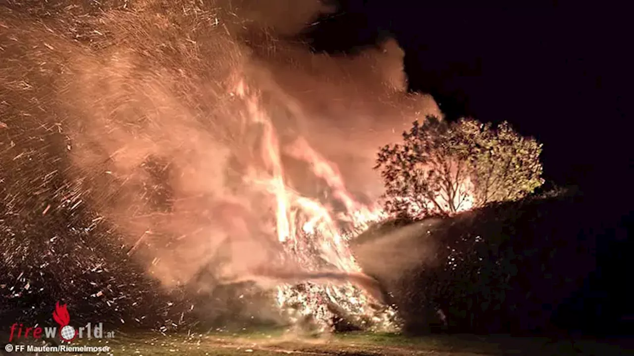 Stmk: Vollbrand einer Hütte in Mautern → drei Gasflaschen in Sicherheit gebracht