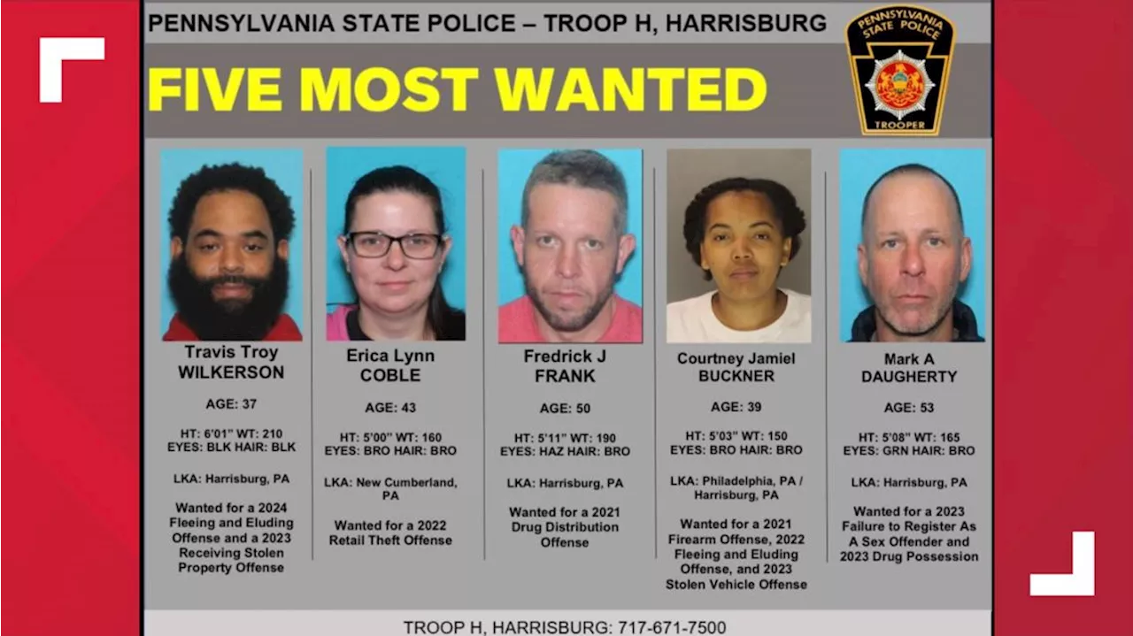 State Police release updated Harrisburg's 'Five Most Wanted' list