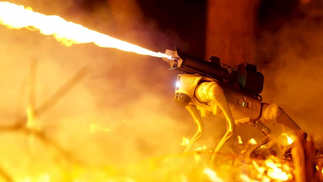 ‘World’s 1st’ flamethrower robot dog gets remote control and LiDAR