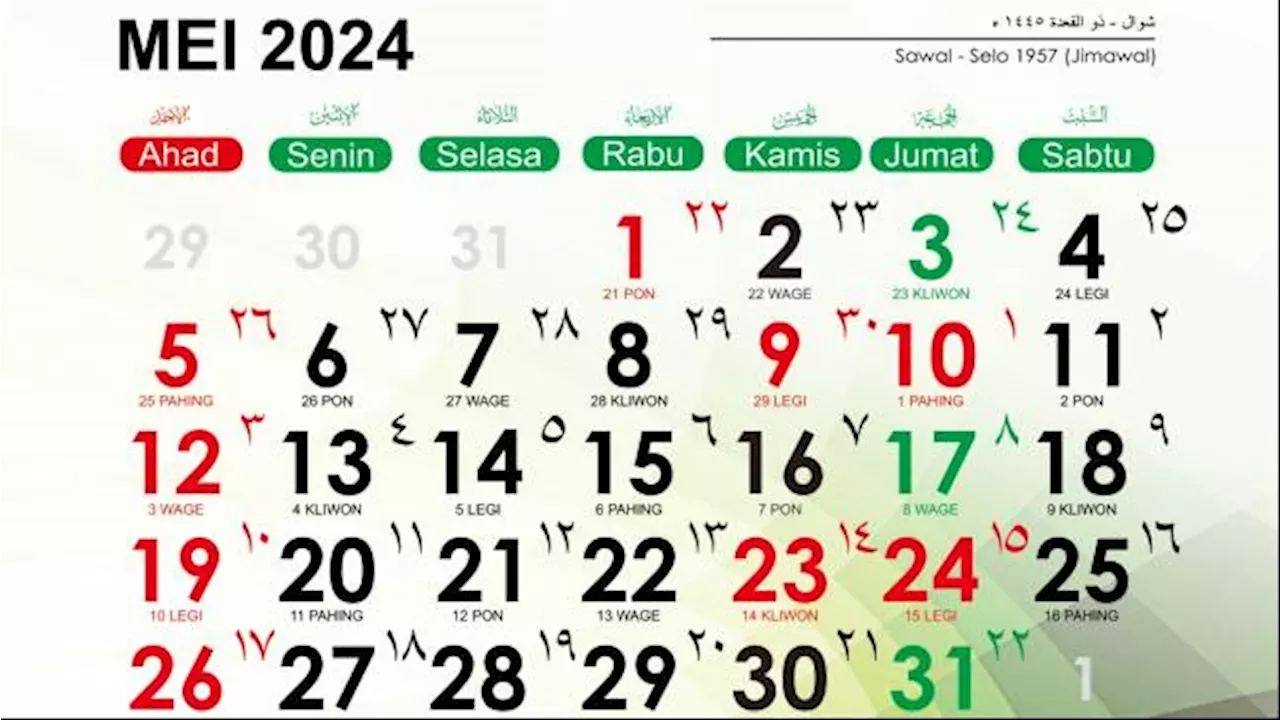 Kalender Jawa Mei 2024 Kalender Jawa Mei 2024 Lengkap Dengan Weton Dan Penanggalan Hijriah Ini 8309