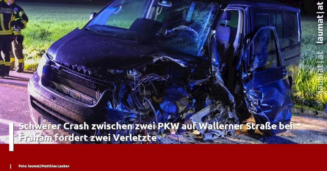 Schwerer Crash zwischen zwei PKW auf Wallerner Straße bei Fraham fordert zwei Verletzte