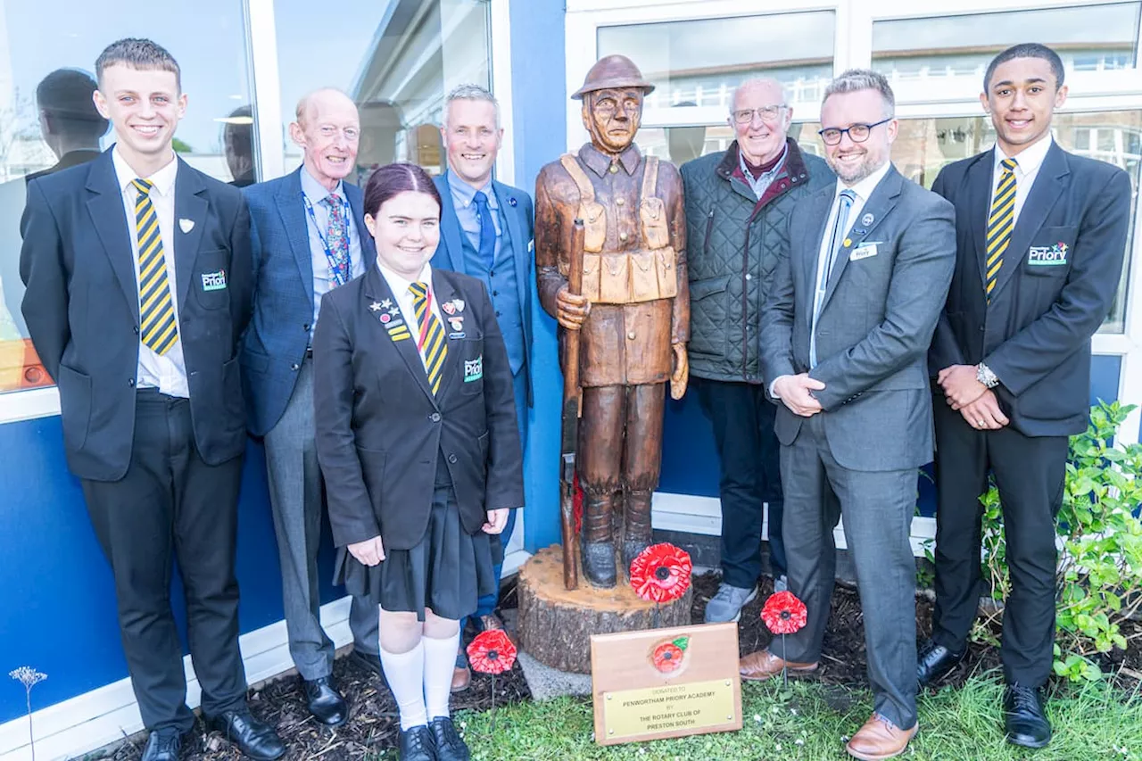 WW1 'Tommy' unveiled in Remembrance garden of Penwortham Priory Academy