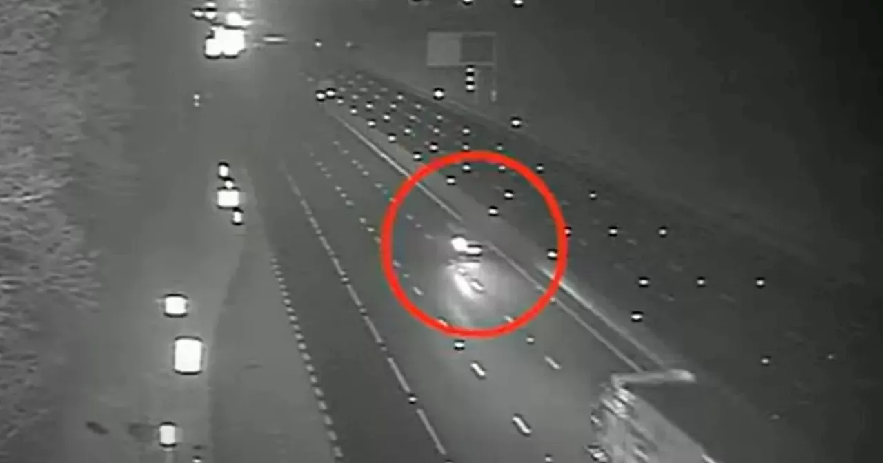 Terrifying footage shows HGVs swerving car on wrong side on M1