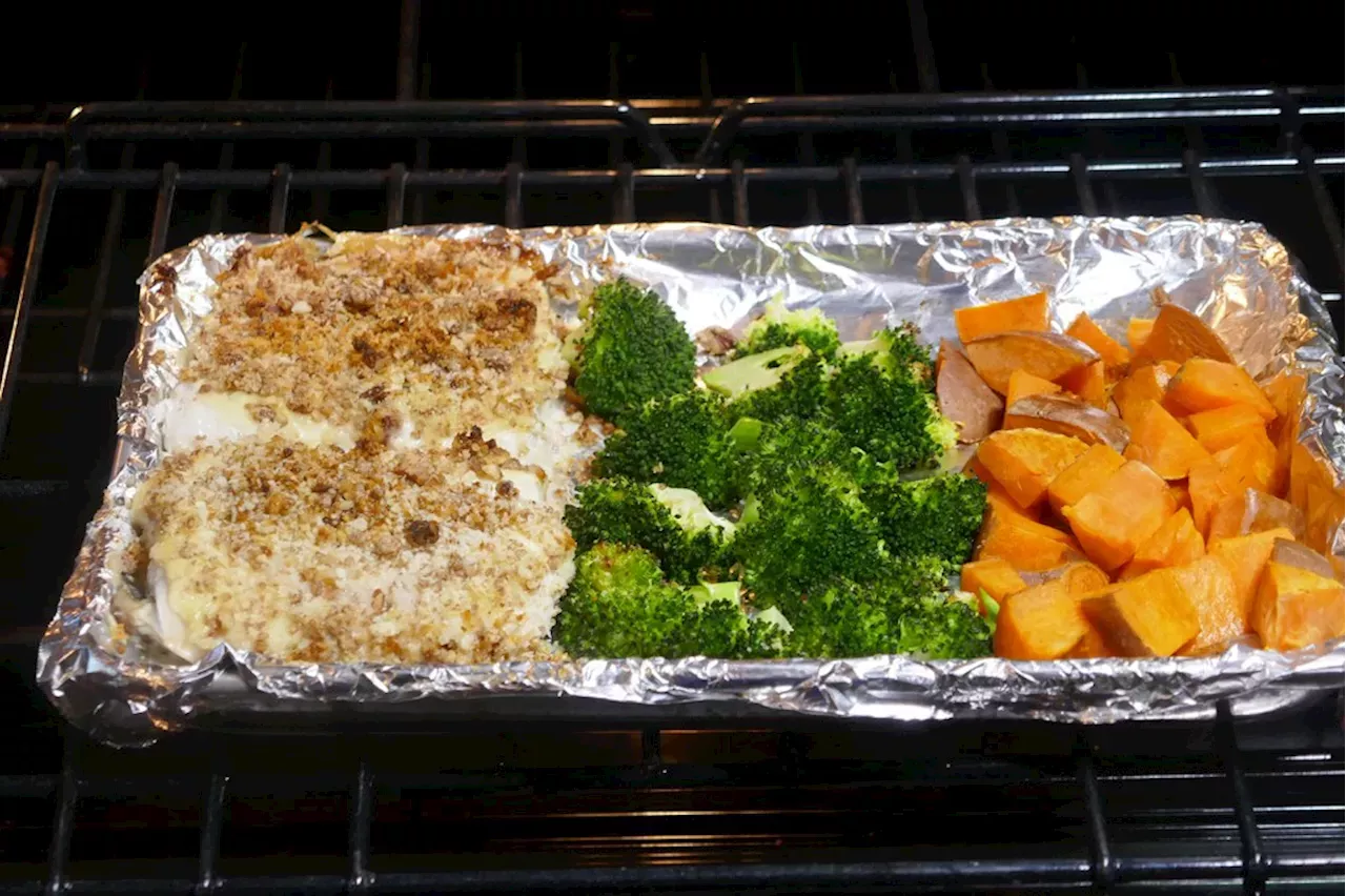 Quick Fix: Baked Pecan Crusted Halibut with Broccoli and Sweet Potatoes ...
