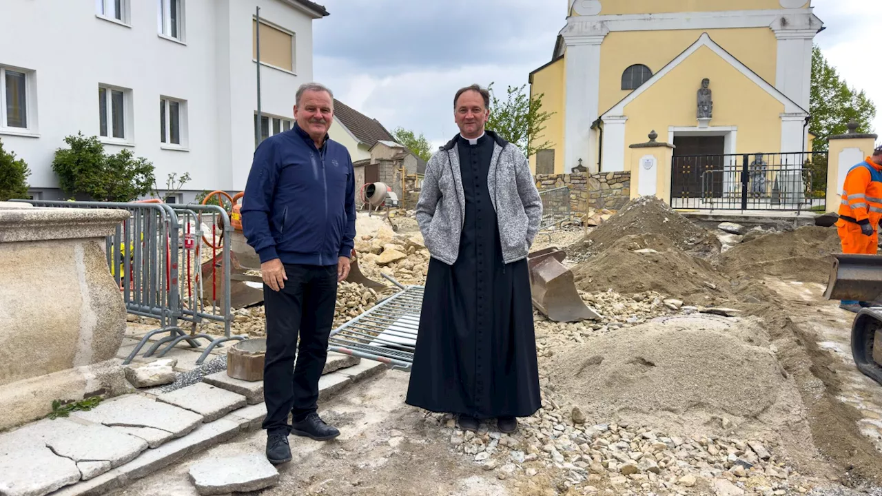 Kirchenplatz-Neugestaltung in Thaya: Platz soll bis Juni fertig werden