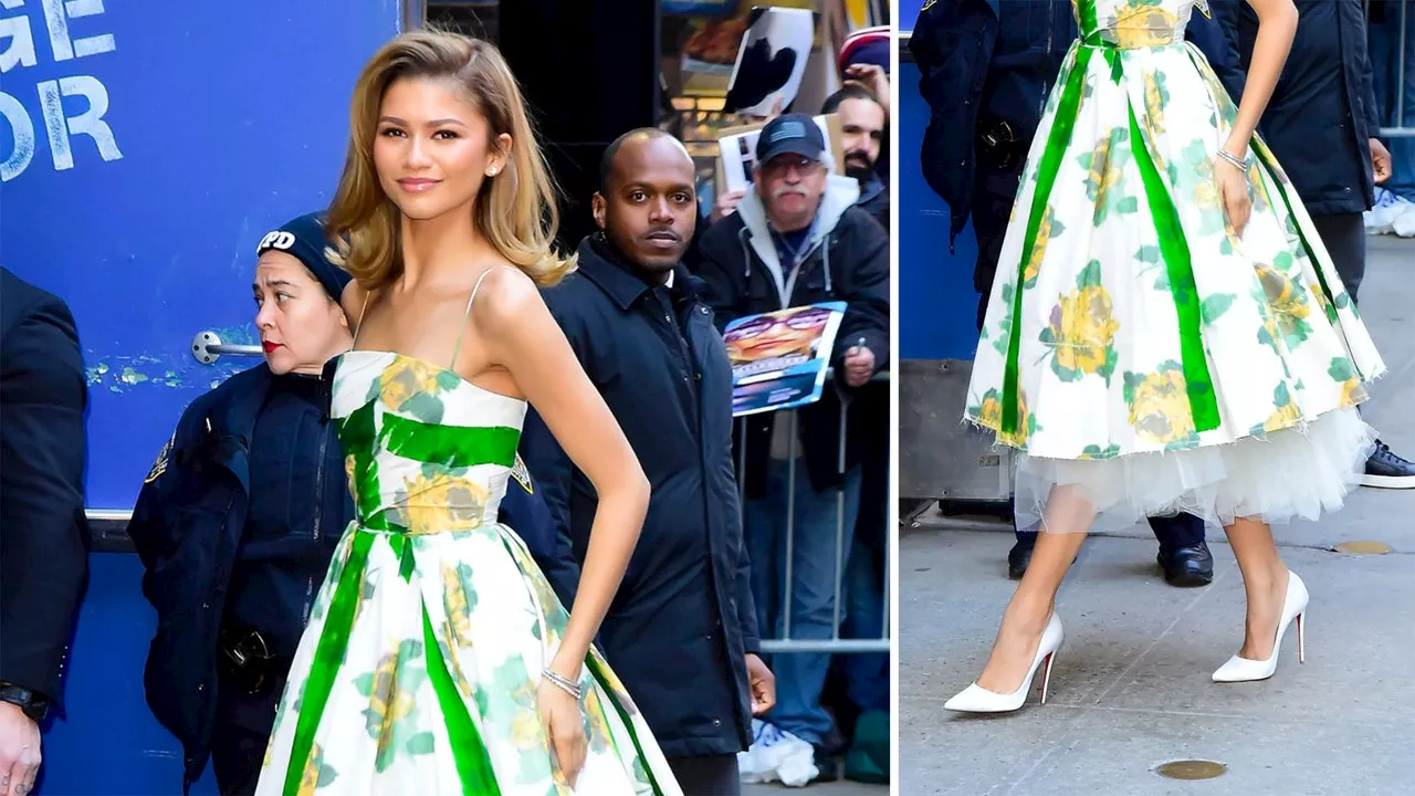 Cómo llevar vestido de flores con zapatos pumps blancos como Zendaya en primavera 2024