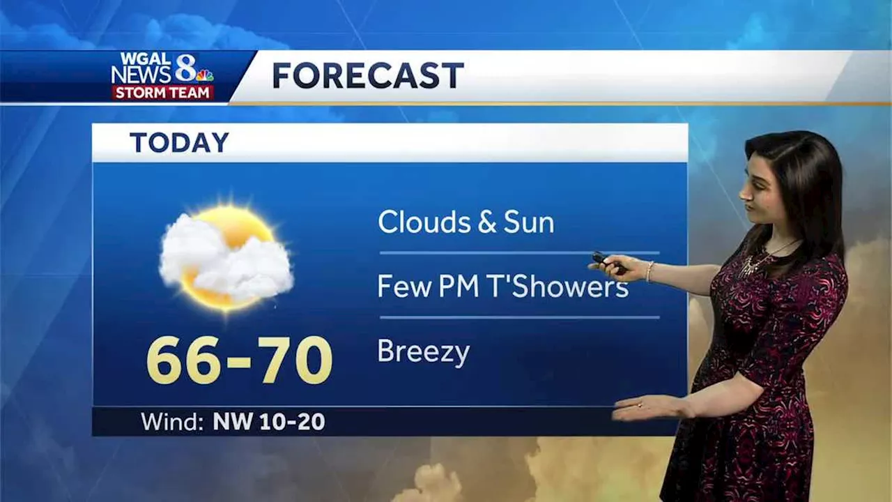 Breezy Wednesday, few showers, then chilly tonight in south-central Pennsylvania