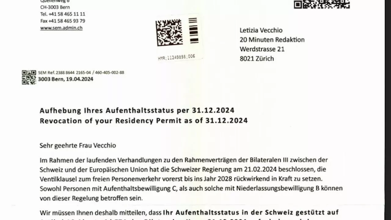 Schweiz: Gefälschte SEM-Briefe an EU-Ausländer