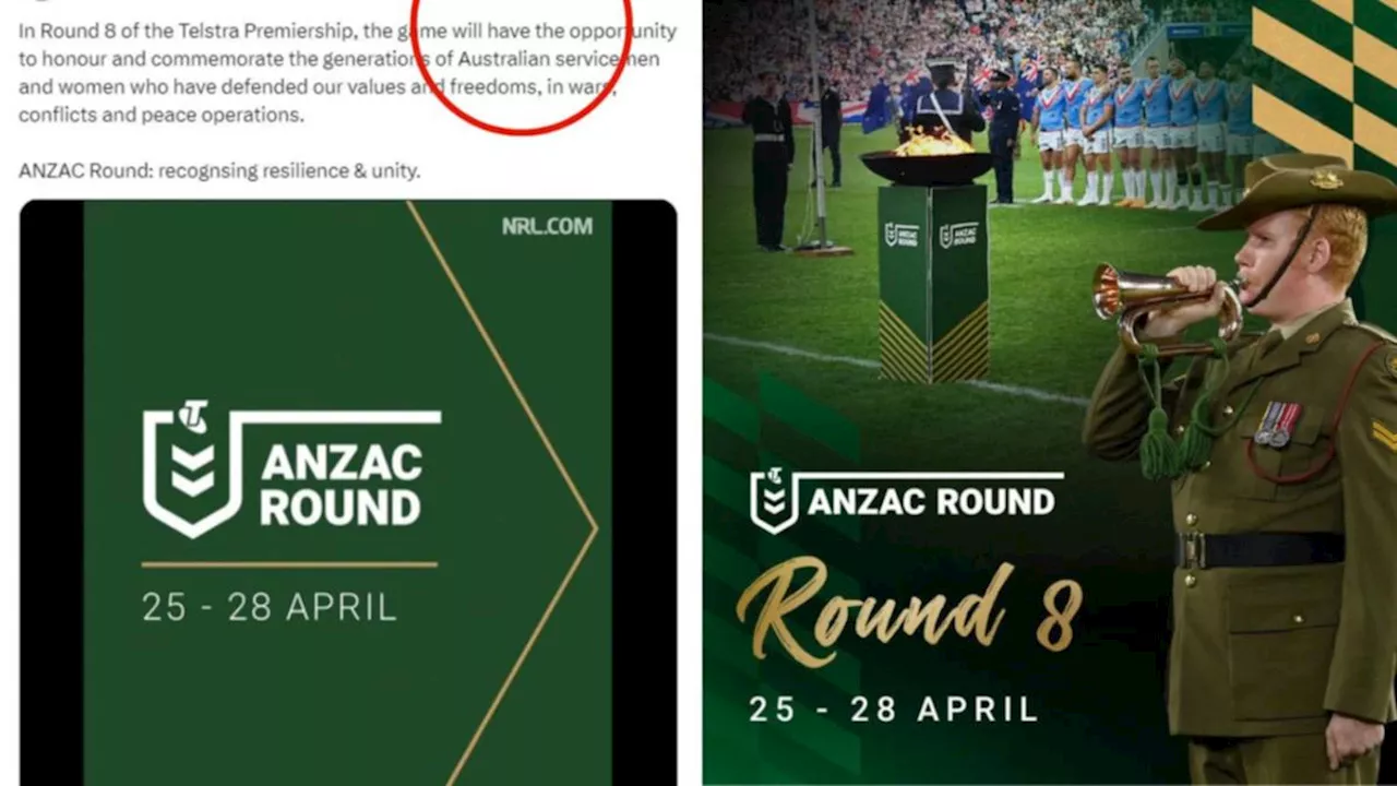 NRL forced to fix Anzac Day blunder on social media