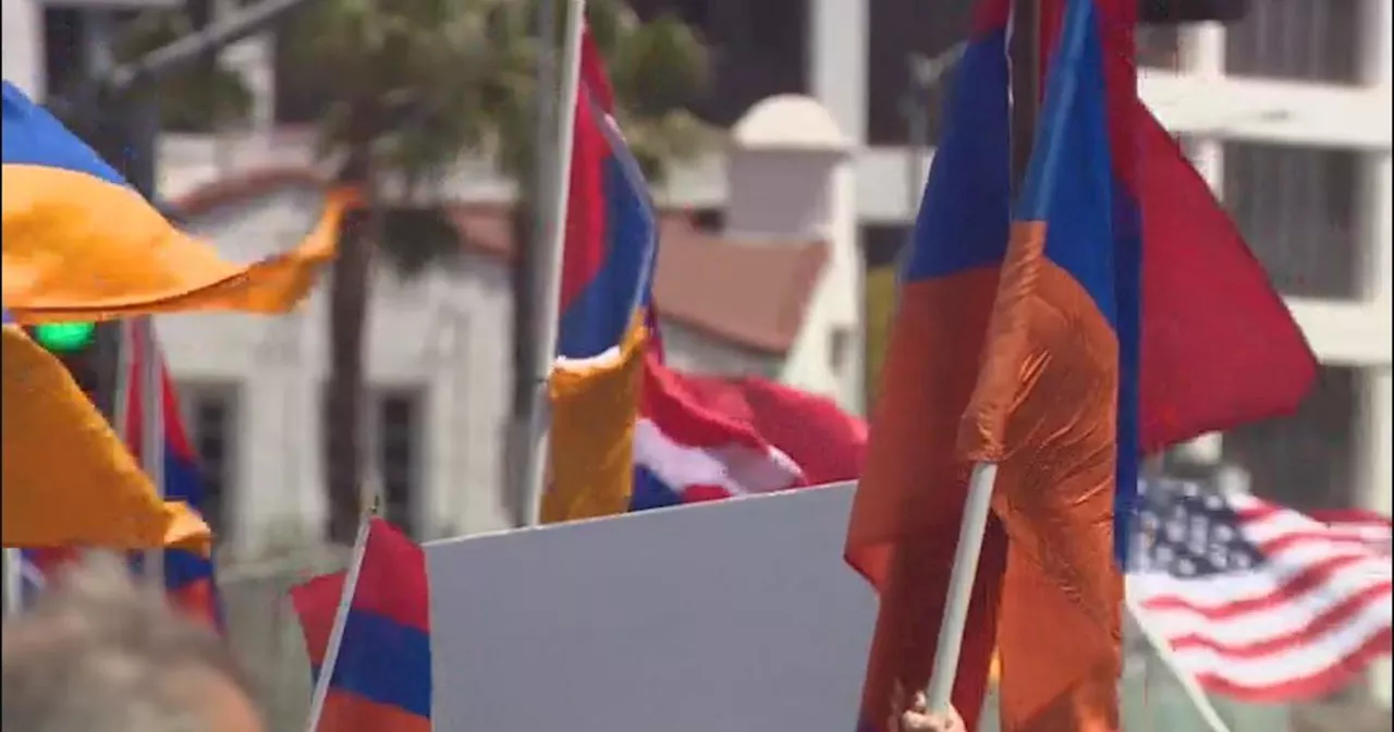 Protesters demonstrate outside Turkish consulate on Armenian Genocide Remembrance Day