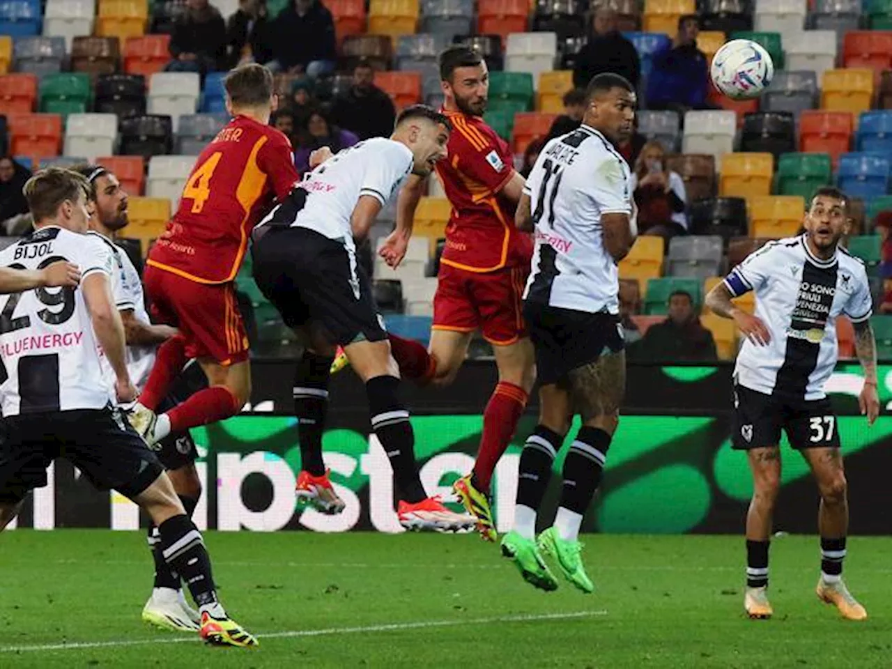 Udinese-Roma risultato 1-2 nel recupero della 32^ giornata: decide il gol di Cristante