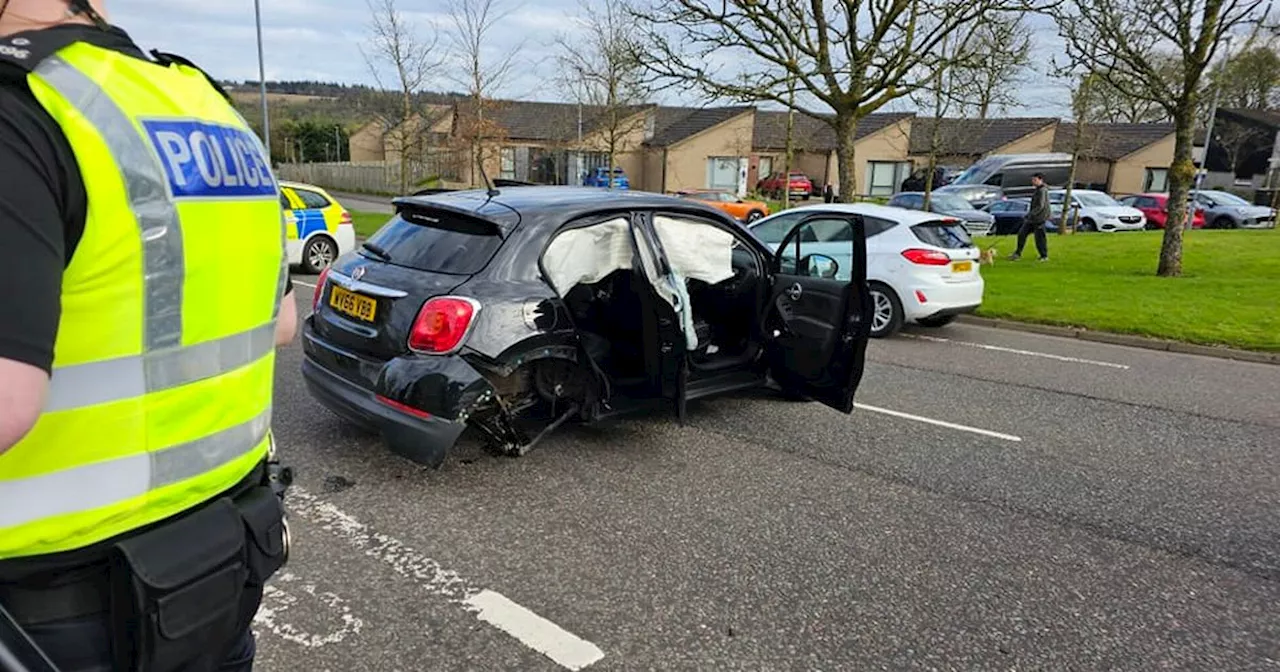 Woman in hospital and man arrested after three-car crash on Scots road