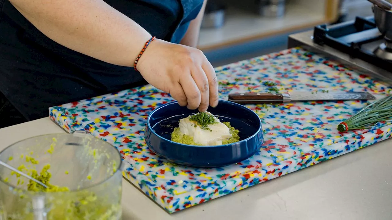 Chamomile-Butter Poached Cod with Sweet Pea Purée Recipe on Food52