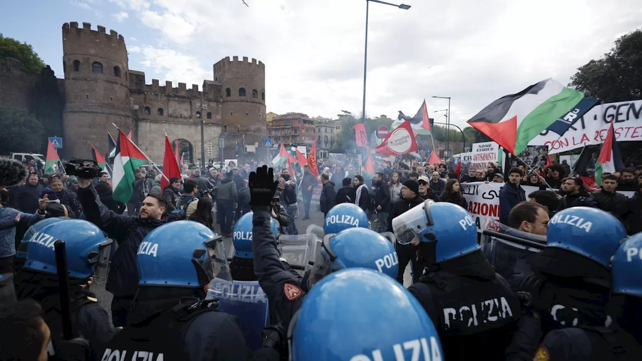 25 aprile, tensione a Roma tra rappresentanti della Brigata ebraica e manifestanti pro Palestina