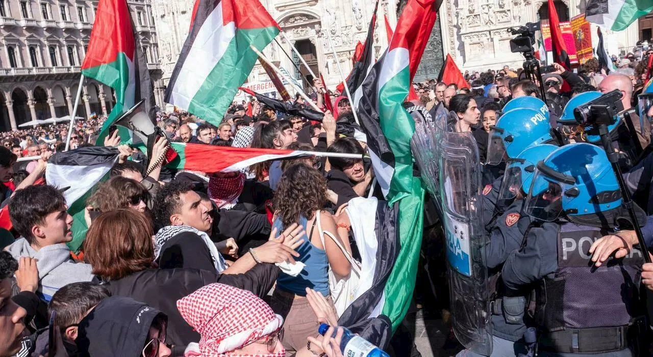 Cortei Roma e Milano, scontri tra pro-Palestina ed ebrei. Slogan incrociati: «Israele fascista». «E voi terror