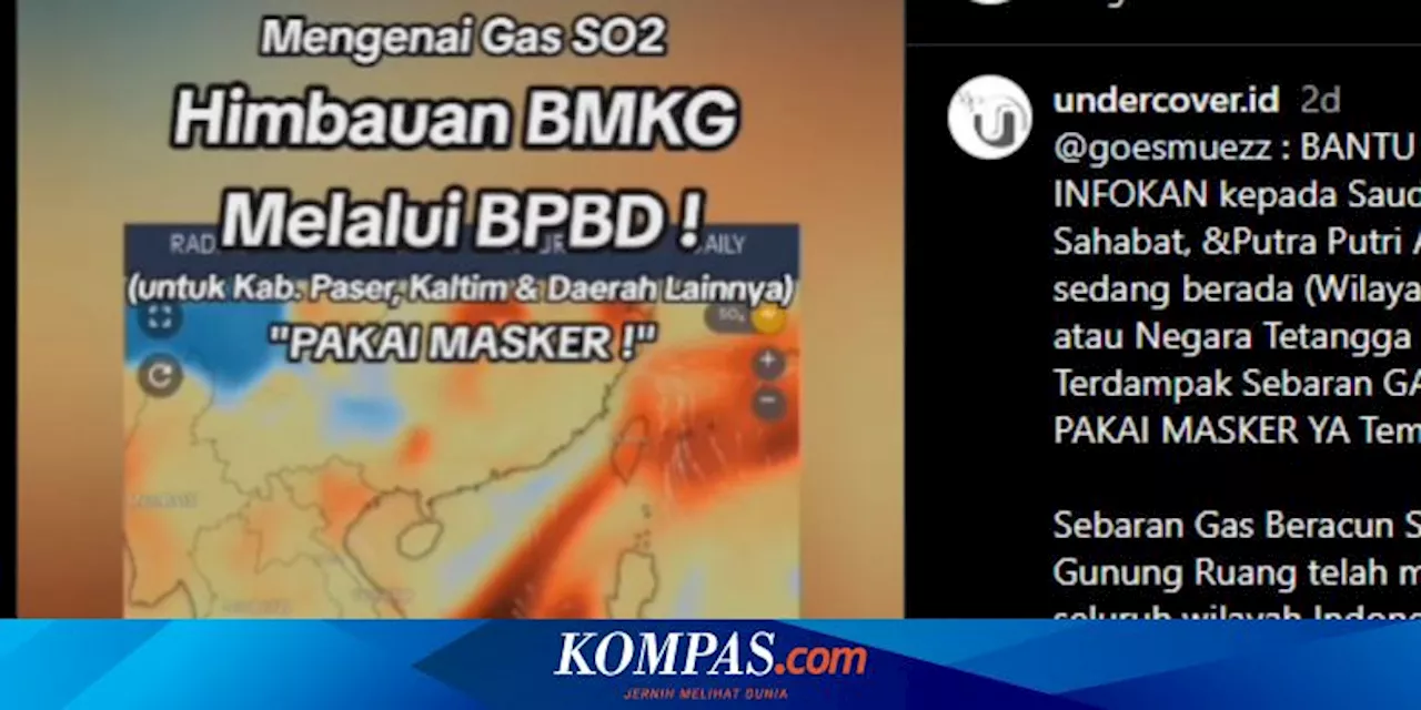 Ramai Anjuran Pakai Masker karena Gas Beracun SO2 Menyebar di Kalimantan, Ini Kata BMKG