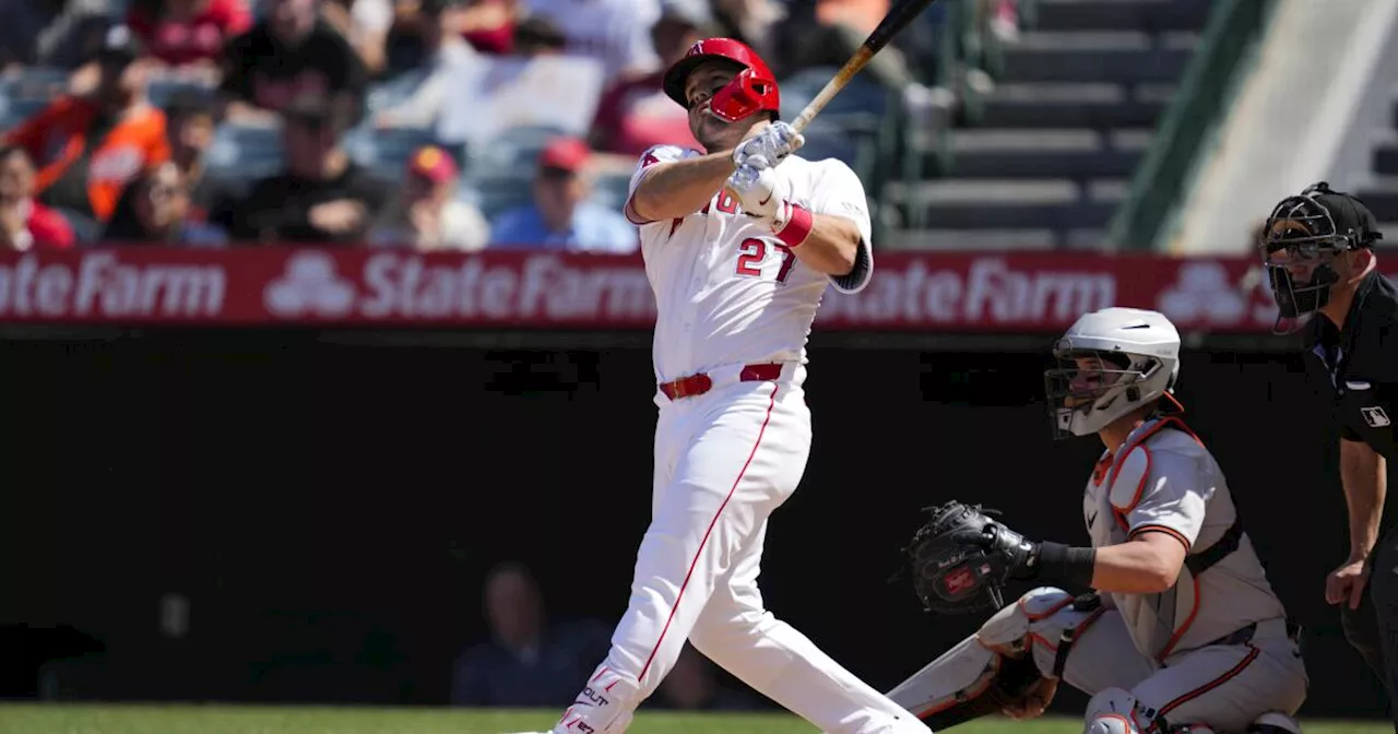 Mike Trout hits majors-leading 10th homer, but Angels lose to Orioles