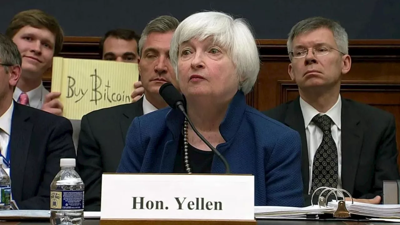 'Buy Bitcoin' sign from Janet Yellen's 2017 speech sold for $1 million