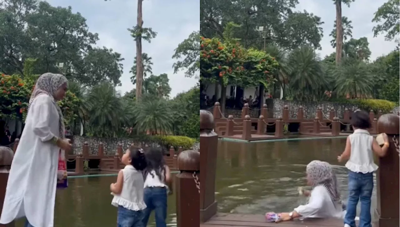 [[Video] Masih Tenang Selamatkan Anak Jatuh Dalam Kolam Ikan, Wanita Ini Raih Pujian