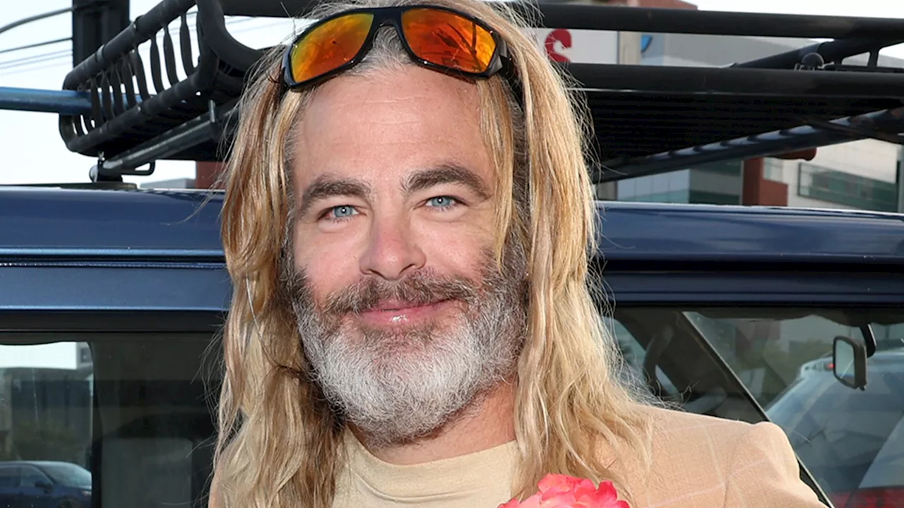 Chris Pine Channels 'Poolman' Character in Jorts, Long Blond Hair