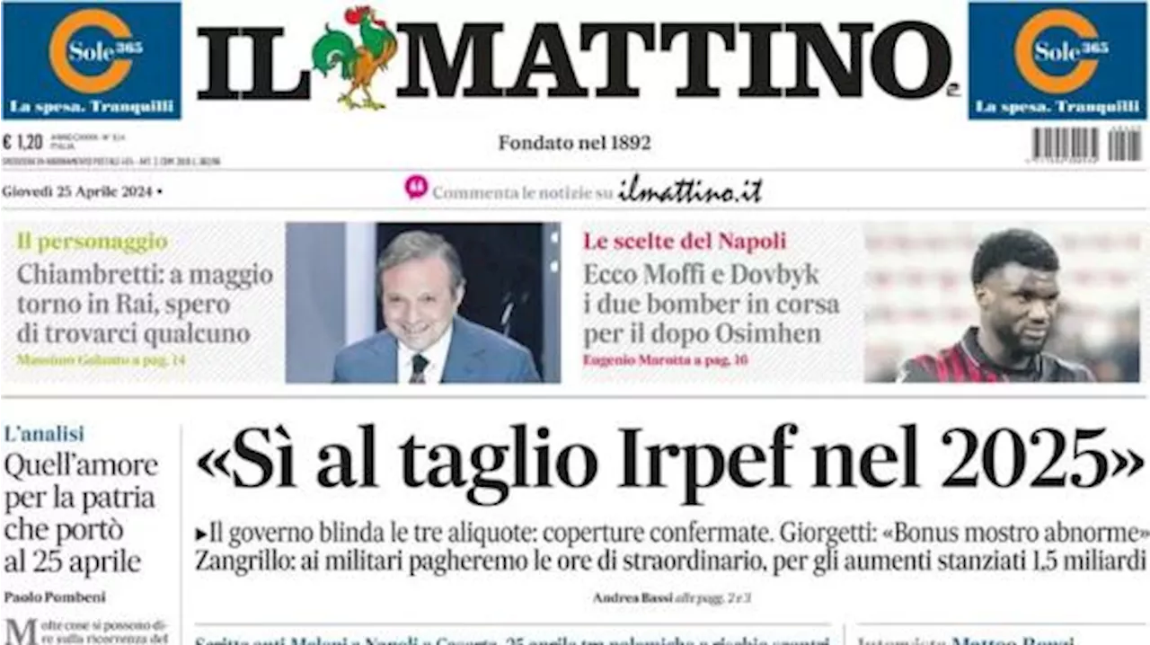 Il Mattino titola: 'Ecco Moffi e Dovbyk, i due bomber in corsa per il dopo Osimhen'