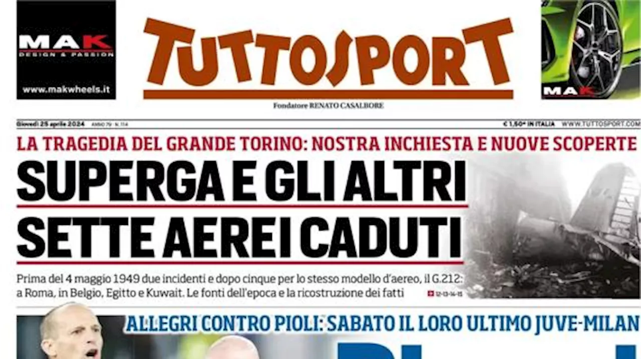 L'apertura di Tuttosport sulla sfida di sabato tra Allegri e Pioli: 'Divorzi all'italiana'