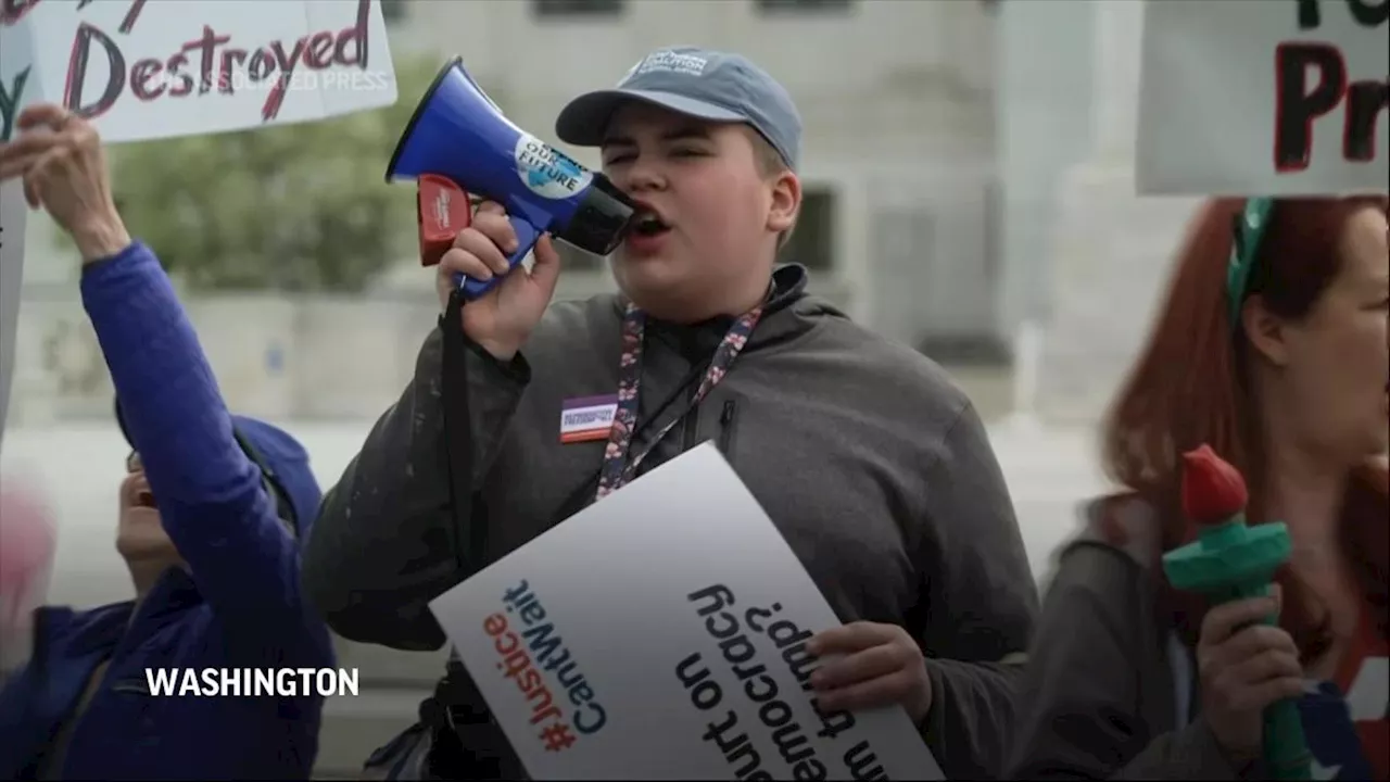 Protests outside U.S. Supreme Court in Washington as it hears Donald Trump's immunity case