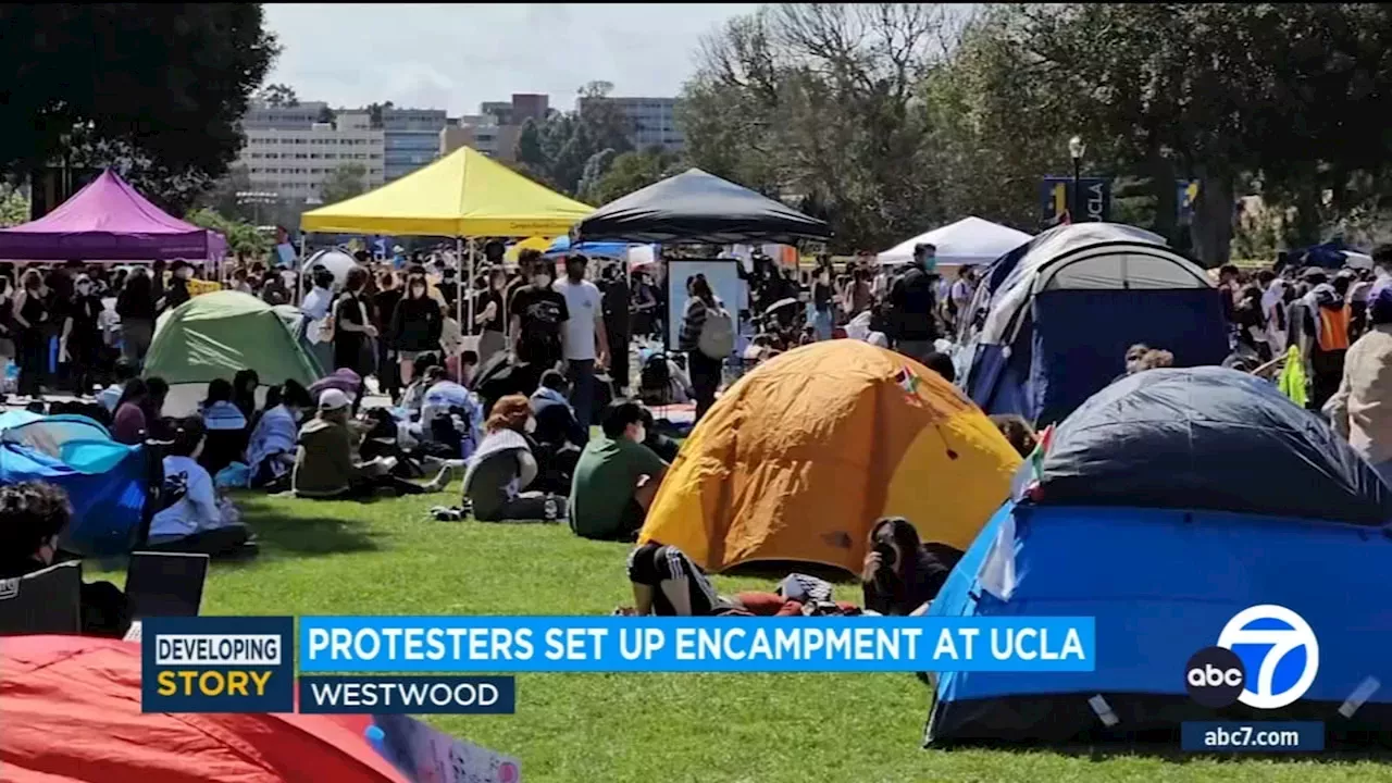 Pro-Palestinian demonstrators set up encampment at UCLA, met by Israeli ...