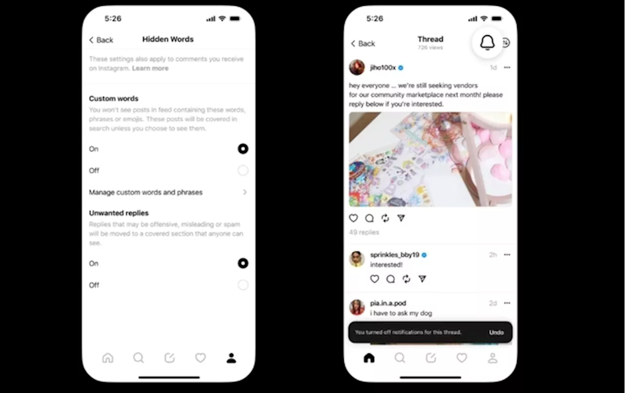 Meta aggiorna Threads per nascondere le parole indesiderate