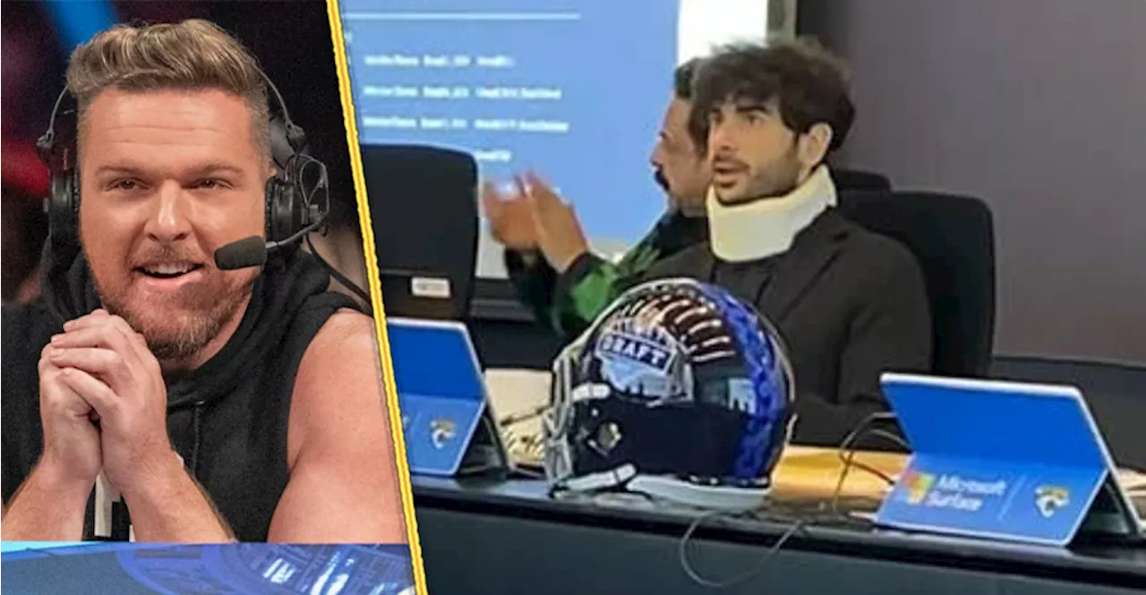 WWE's Pat McAfee Responds to AEW President Tony Khan's Neck Brace During NFL Draft